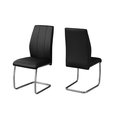 Monarch Specialties Dining Chair, Set Of 2, Side, Upholstered, Kitchen, Dining Room, Pu Leather Look, Black, Chrome I 1076